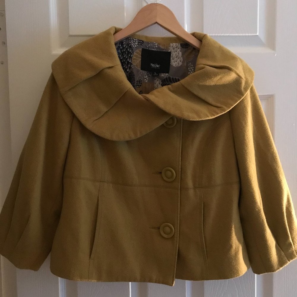 Camel Mustard crop style swing Jacket L Mossimo